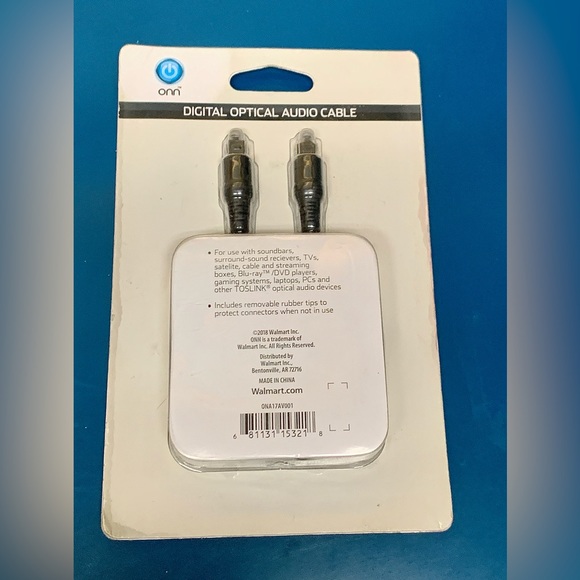 Onn 6 Foot Digital Optical Audio Cable TOSLINK Compatible - Picture 3 of 4